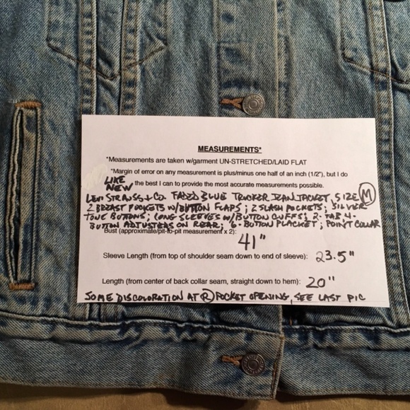 LEVI STRAUSS & CO. Original Trucker Jacket, Soft Wash, FADED BLUE, Size M - Picture 8 of 8